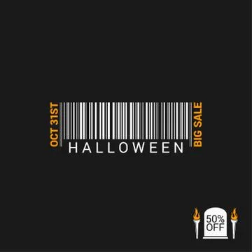 Halloween Sale Bar code Design Background 스톡 일러스트
