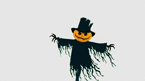 Halloween scarecrow character loop animation Halloween concept element with.. Stock Footage 281075560
