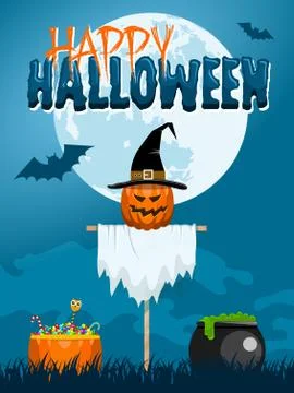 Halloween Scarecrow Postcard Stock Illustration