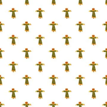 Halloween scarecrow seamless pattern for autumn celebration Stock Illustration