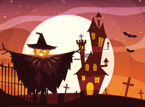 Halloween scarecrow vector design icon Stock Illustration