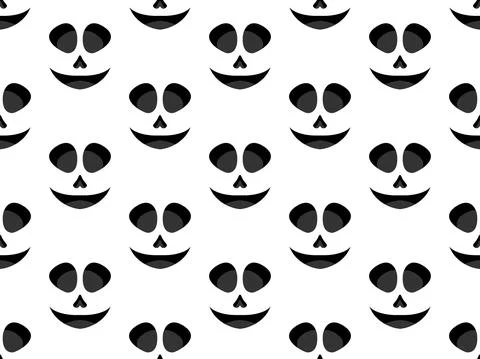 Halloween scary face seamless pattern. Ghost face with evil scary eyes Illustrazione stock