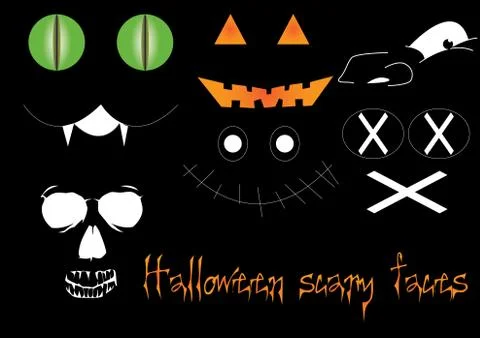 Halloween scary faces Stock Illustration