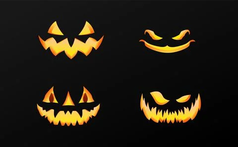 Halloween scary faces set VECTOR Stock Illustration