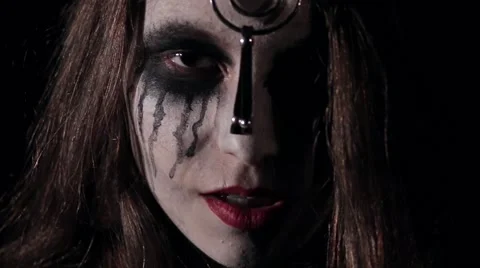 Halloween scary horror woman casting a spell Stock Footage