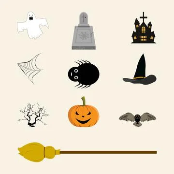 Halloween scary party element vector design on an off-white background. Hallo Stock Illustration