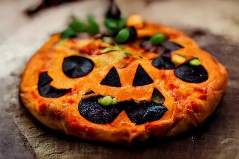 Halloween scary pizza Stock Illustration
