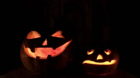 Halloween Scary Pumpkins Stock Footage 55837927