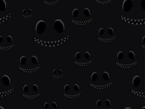 Halloween scary smile seamless pattern from the dark. Scary pumpkin face. Fes Stock Illustration
