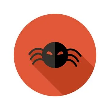 Halloween Scary Spider flat circle icon over red Ilustração Stock