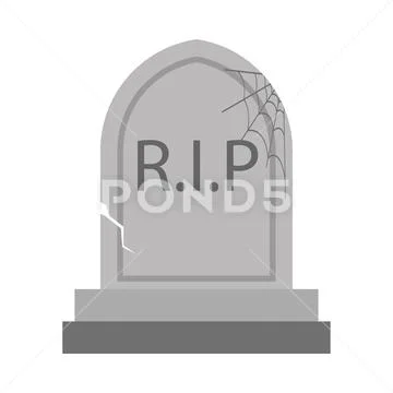 Halloween scary stone tomb vector with a spider. Halloween illustration ...