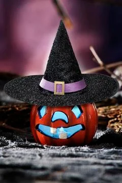 Halloween scene on dark background Stock Photos