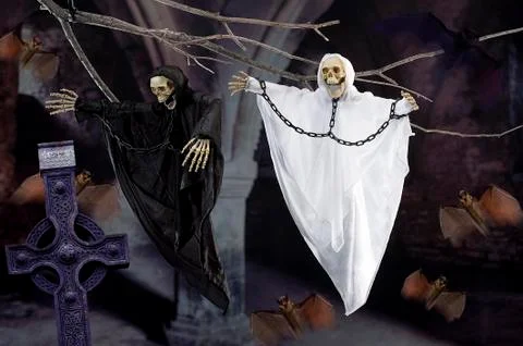 Halloween scene on dark background Stock Photos