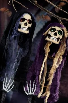 Halloween scene on dark background Stock Photos
