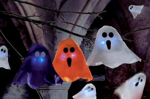 Halloween scene on dark background Stock Photos