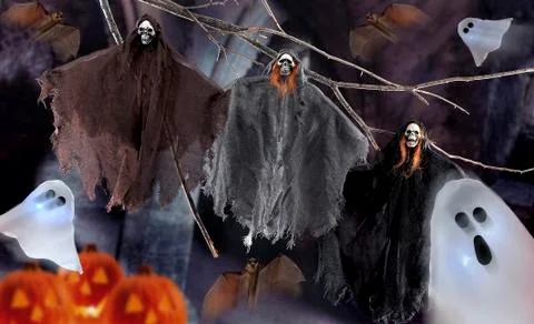 Halloween scene on dark background Stock Photos