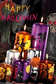 Halloween scene on dark background Stock Photos