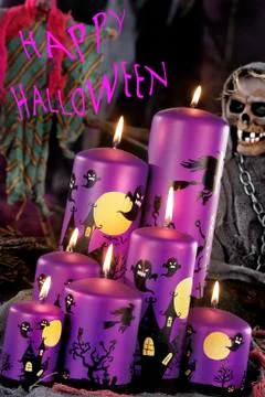 Halloween scene on dark background Stock Photos