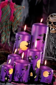 Halloween scene on dark background Stock Photos