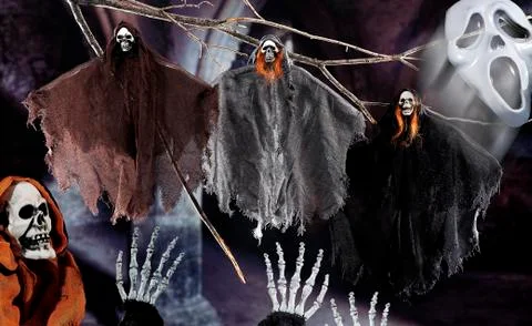 Halloween scene on dark background Stock Photos