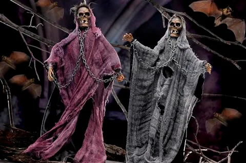 Halloween scene on dark background Stock Photos