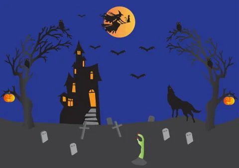 Halloween scene Stock Illustration