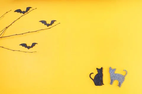 Halloween scene on orange background Stock Illustration