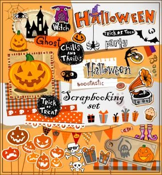 Halloween scrapbook elements Stock Illustration