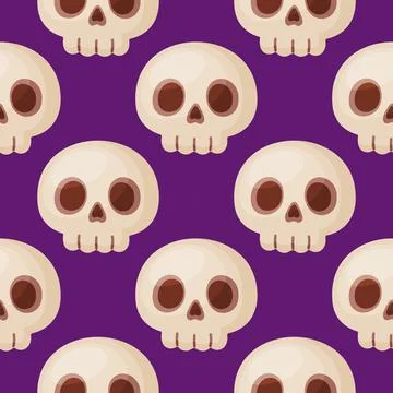 Halloween scull seamless pattern. Hand drawn trendy flat style. 스톡 일러스트