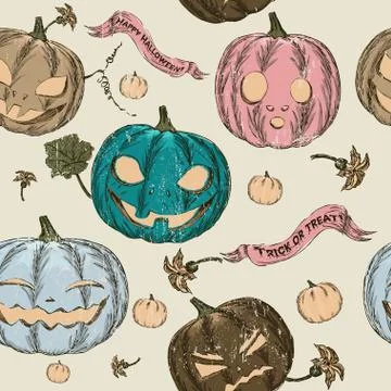 Halloween seamless background with pumpkin. Stock Illustration