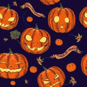 Halloween seamless background with pumpkin. Stock Illustration