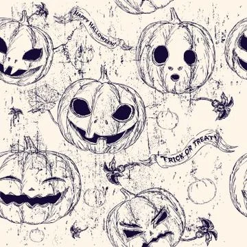 Halloween seamless background with pumpkin. Stock Illustration