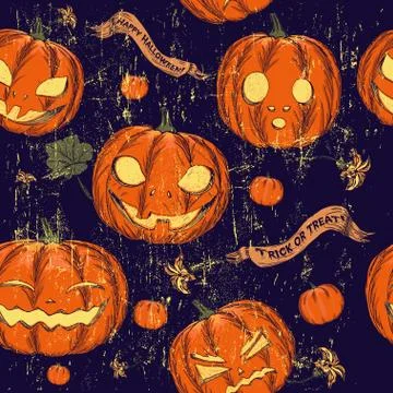 Halloween seamless background with pumpkin. Stock Illustration