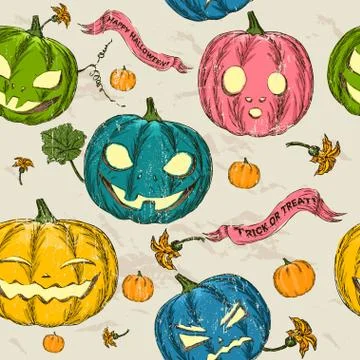 Halloween seamless background with pumpkin. Stock Illustration