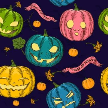 Halloween seamless background with pumpkin. Stock Illustration