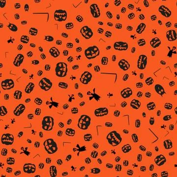 Halloween is a seamless background with pumpkins, ghosts, coffins. Stock Illustration