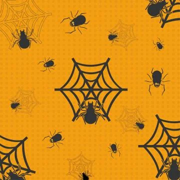 Halloween seamless background with web spider 스톡 일러스트