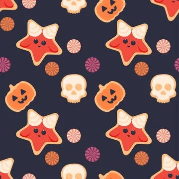 Halloween seamless cookie pattern seamless pattern satan candy Stock Illustration