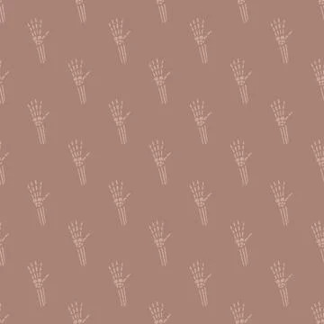 Halloween seamless creepy pattern with skeleton hands. Beige tones creepy art Illustrazione stock