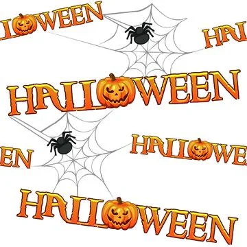 Halloween seamless pattern, background with pumpkins and spiders. Stock Illustration