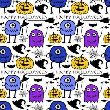 Halloween seamless pattern background. Vector illustration for fabric and gif Stock Illustration