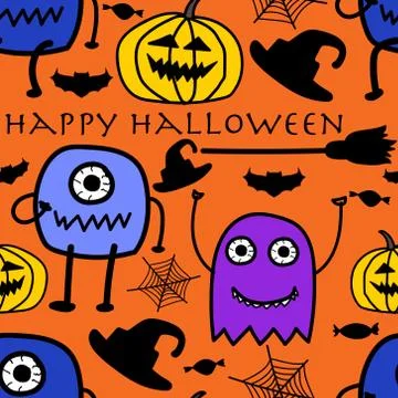 Halloween seamless pattern background. Vector illustration for fabric and gif Stock Illustration
