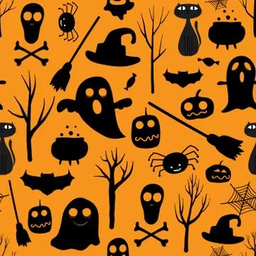 Halloween seamless pattern background. Vector illustration for fabric and gif Illustrazione stock