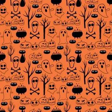 Halloween seamless pattern background. Vector illustration for fabric and gif Stock Illustration