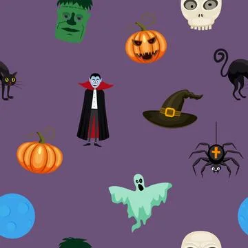 Halloween seamless pattern background vector illustration Stock Illustration