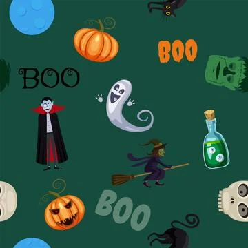 Halloween seamless pattern background vector illustration Illustrazione stock