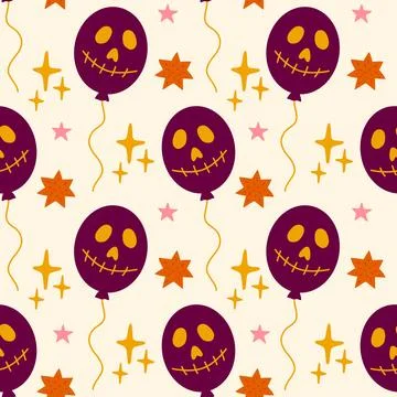 Halloween seamless pattern with balloons. Stock Illustration