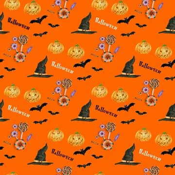 Halloween seamless pattern with a bat . For printing fabric, Wallpaper Stock Illustration