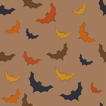 Halloween seamless pattern with bat. Vector illustration in black Stock Illustration