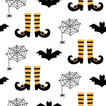 Halloween seamless pattern with bats and spiders Stock Illustration